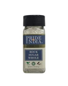 Pride Of India - Natural Crystal Rock Sugar Whole- 3.1 oz (88 gm) Dual Sifter Jar, Authentic Indian Sugar Crystals, Used to Sweeten Milk